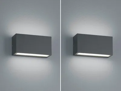 Produktbild von LED Außenwandleuchten 2er SET UP and DOWN Anthrazit IP65 Fassadenbeleuchtung