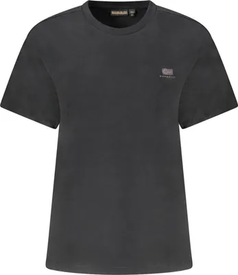 Image de T-shirt noir pour femme avec broderie & logo - Décontracté & stylé