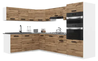 Immagine prodotto di Belini - Angolo cottura moderno ITALIA 8 - Mobili da cucina 420 cm color oro-marrone - Cucina componibile con pensili, mobili base e piani di lavoro