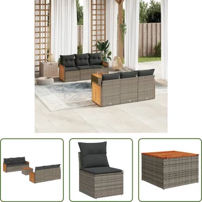 Produktbild von The Living Store 7-tlg. Garten-Sofagarnitur mit Kissen Grau Poly Rattan