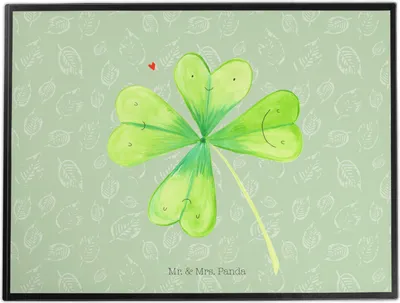 Produktbild von Mr. & Mrs. Panda schreibtischunterlage Blume Kleeblatt - Blattgrün - Geschenk, Glück, Glücksbringer, Umzug, bastelunterlage, Tischschoner, Motivation, Schreibunterlage