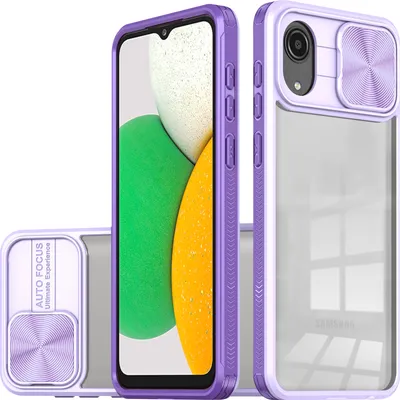 Produktbild von Hülle für Samsung Galaxy A03 Core Transparent TPU Bumper Schutzhülle mit Schiebe Kamera Schutz Lila