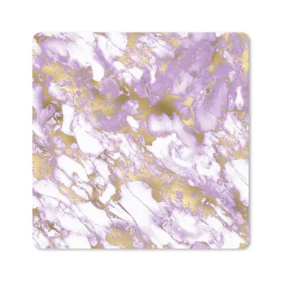 Produktbild von MuchoWow® Mauspad Mousepad Marmor - Weiß - Lila - Gold 20x20 cm - Mousepads - Maus Mat - Pad - Mausunterlage - Desk Mat - Bureauartikeln