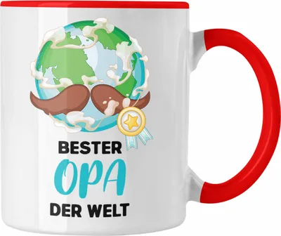 Produktbild von Trendation - Bester Opa Der Welt Geschenk Tasse Kaffeetasse Spruch Lustig von Enkel zum Geburtstag Weihnachten (Rot)