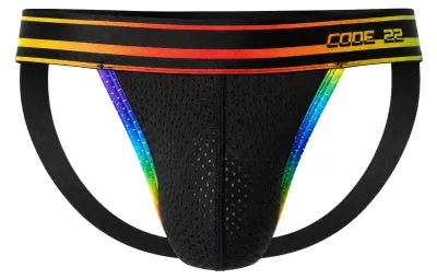 Image de CODE 22 - Sous-vêtement Hommes - Pride Jockstrap Black - 1x Taille L