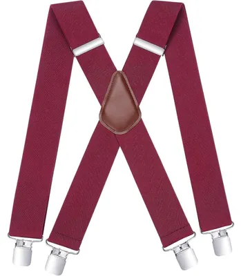 Produktbild von Hosenträger Herren 5cm breit X-Form 4 Metall-Clips Rot Einstellbar Elastisch