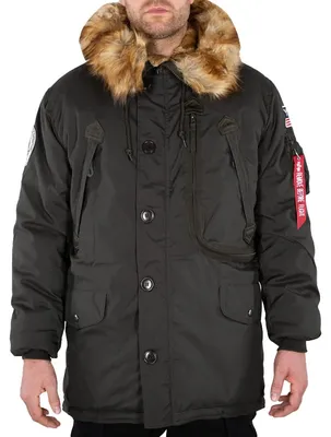 Productafbeelding van Alpha Industries Polar Jacket, winterjas voor heren, kleur: zwart-olijf