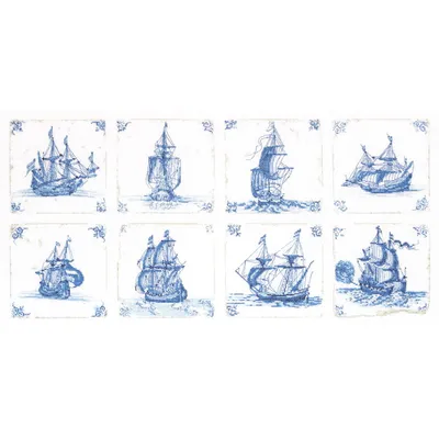 Zdjęcie produktu dla Zestaw do haftu krzyżykowego Thea Gouverneur "Antyczne holenderskie płytki Delft Blue Aida", wzór do liczenia, 61x31cm