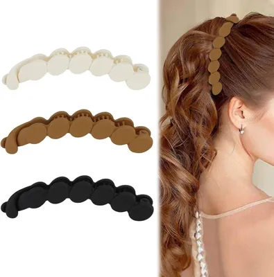 Imagen del producto de Horquillas ovaladas, mate, de 3 unidades, en blanco, marrón y , para cabello de longitud media