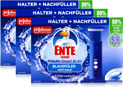 Produktbild von WC Ente Frische-Siegel Blau Blauspüler Anti-Kalk Azure Lagoon 36ml (3er Pack)