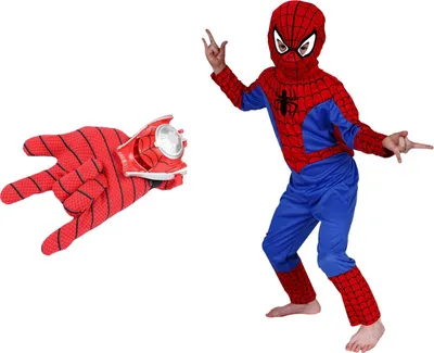 Produktbild von Klassisches Spiderman-Kostüm mit Abschusshandschuh, 5-7 Jahre, 110-120 cm