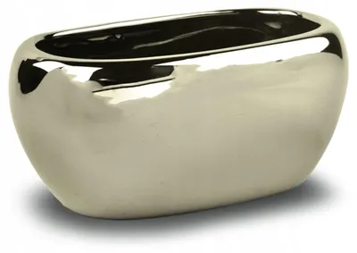 Produktbild von Längliche Keramik Pflanzschale Gold Hochglanz oval 27x17x13 cm ohne Abflussloch