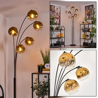Produktbild von Villamare Stehlampe aus Metall/Glas in Schwarz/Gold/Klar