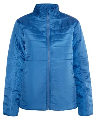 Produktbild von Leichte, dünn gefütterte blaue Jacke Größe L mit gesteppten Ärmeln und Stehkragen