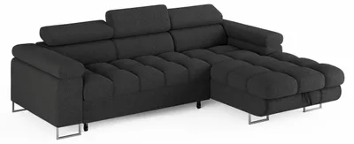 Produktbild von ECKSOFA CLOUD Rechts Dunkelgrau L-Form Bouclé-Stoff mit Schlaffunktion und Bettkasten