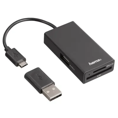 Produktbild von Hama 00054141, Schwarz, MicroSD (TransFlash), MicroSDHC, MicroSDXC, SD, SDHC, SDXC, USB 2.0, Windows 7 Home Basic, Windows 7 Home Basic x64, Windows 7 Home Premium, Windows 7 Home Premium..., Mac OS X 10.0 Cheetah, Mac OS X 10.1 Puma, Mac OS X 10.2 Jaguar, Mac OS X 10.3 Panther, Mac OS X..., 230 mm