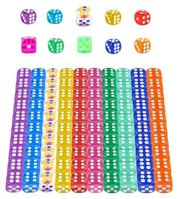 Immagine prodotto di Set di 100 dadi trasparenti da 16 mm per giochi