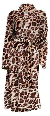 Produktbild von LINNICK Flanell Fleece Bademantel Leopard – braun -XL