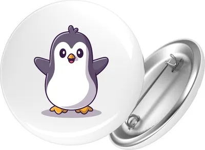 Produktbild von Huuraa Button Pinguin Comic 59mm rund mit Sicherheitsnadel Ansteckbutton Geschenkidee