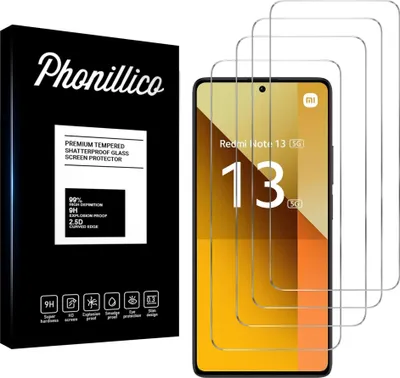 Immagine prodotto di Vetro temperato per Xiaomi Redmi Note 13 5G [4 pezzi] Pellicola Protettiva Antigraffio Resistente al Vetro Phonillico®