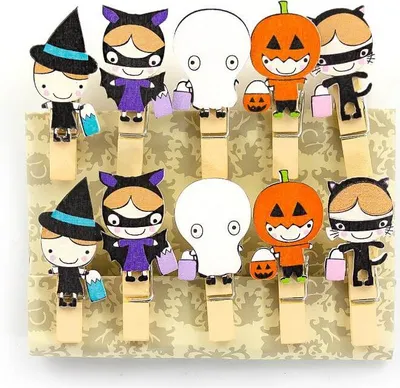 Produktbild von Oblique Unique 10 Mini Wäscheklammern Holz Miniklammern Deko Klammern - Halloween 2