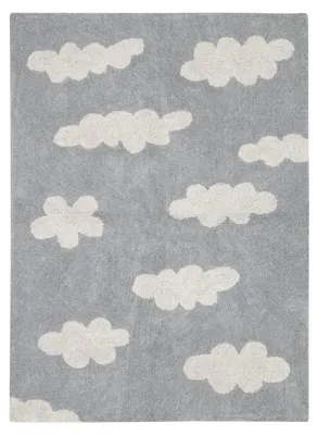 Produktbild von Baumwollteppich mit Wolkenmuster - grau - 120 x 160