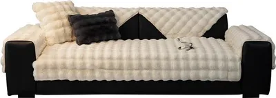 Produktbild von OKWISH Hussen, Plüsch-Sofakissenbezug, Multifunktionale, weiche und bequeme Sofahusse für Sofa, Stuhl oder Couch, rutschfest und dekorativ, ideal für Wohnzimmer oder Schlafzimmer, Weiß 90*210cm