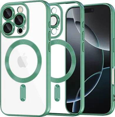 Produktbild von Techsuit Luxury Crystal Back Cover Hülle mit MagSafe für Apple iPhone 16 Pro - Transparent/Hellgrün