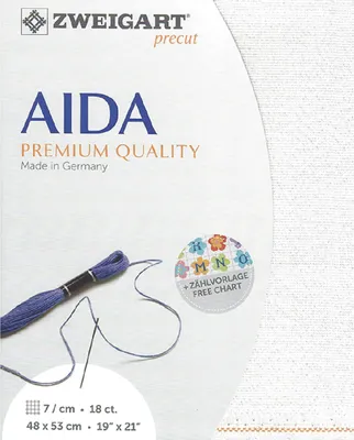 Obrázek produktu pro AIDA Zweigart Pretagliato, tkanina pro výšivku křížkem, 18 karátů, jemná tkanina Aida 3793, barva 11, bílá s perleťovým efektem, rozměry 48x53 cm