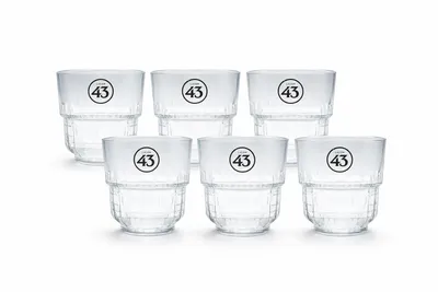 Produktbild von Licor 43 Gläser 6er-Set – 6x Original Tumbler mit schwarzem Logo – Hochwertige Likör- & Shotgläser aus Glas