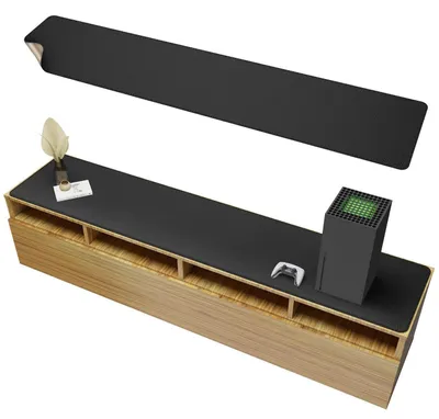 Immagine prodotto di Tappetino per scrivania, dimensioni 190 x 40 cm, in sughero nero, doppio lato, impermeabile, aspetto pelle