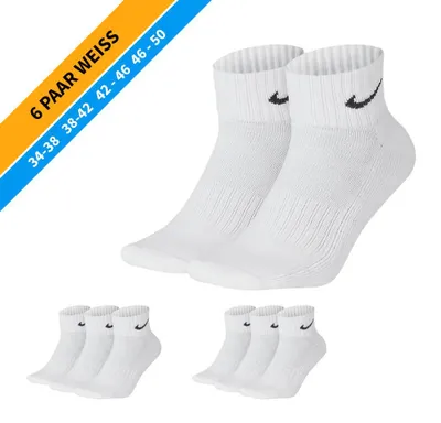 Produktbild von NIKE Socken - Farbe: 6 Paar Weiß Quarter Socken - Größe: 38-42