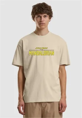 Image de T-shirt homme Mr. Tee Star Wars : couverture du magazine The Mandalorian, modèle ample, couleur blanc sable - M