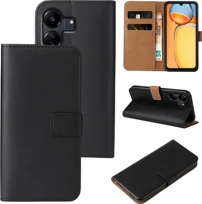 Produktbild von Handyhülle für Xiaomi Redmi 13C Klapphülle Bookcase Flip Cover Hülle Handy Tasche Etui Farbe: Schwarz