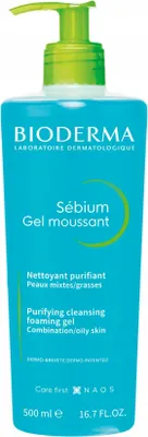 Produktbild von Bioderma Sébium, Reinigungsgel, ölige Haut, Pumpenflasche, AQUA/WATER/EAU, SODIUM COCOAMPHOACETATE, SODIUM LAURETH SULFATE, METHYLPROPANEDIOL, DISODIUM EDTA,..., 500 ml, 1 Stück(e)