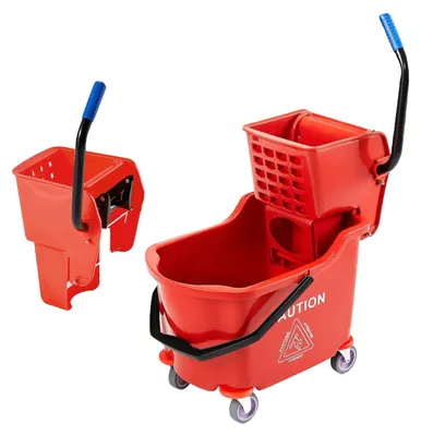Productafbeelding van Dweilwagen, met dubbele compartimenten, ergonomische handgreep, rood