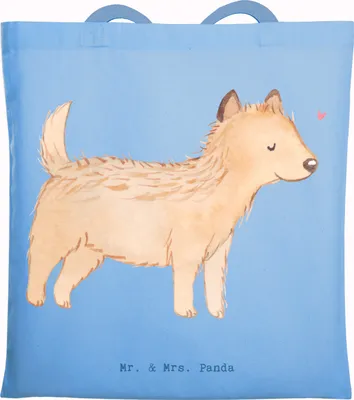 Produktbild von Mr. & Mrs. Panda Schultasche Cairn Terrier Moment - Sky Blue - Geschenk, Laptoptasche, dokumententasche, Stoffbeutel, Tote Bag, Tasche