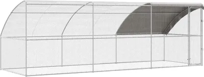 Image de vidaXL Cage à poules 3 pcs Argent 600 x 200 x 200 cm Acier et PE