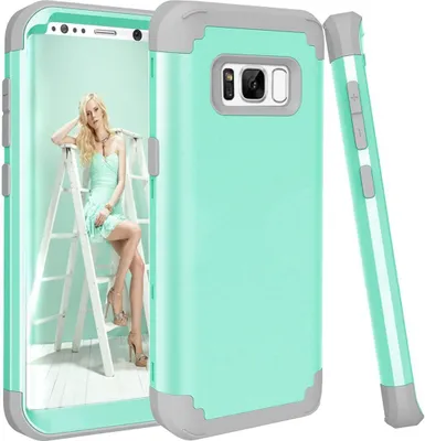 Produktbild von Galaxy S8 Plus Hülle, LaimTop Heavy Duty 3 in 1 Hybrid Hart PC Flexibel TPU Silikon Stossfest Kratzfest Tasche Schutzhülle für Samsung Galaxy S8 Plus Minzgrün