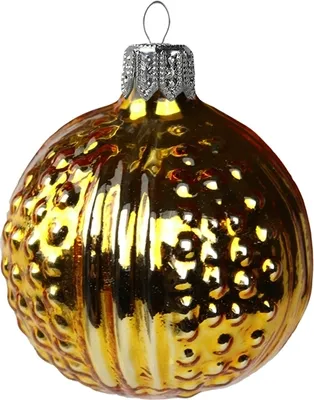 Produktbild von Mini Christbaumschmuck aus Glas, gold mit weißem Nachbildung, 4 cm, Retro-Kollektion