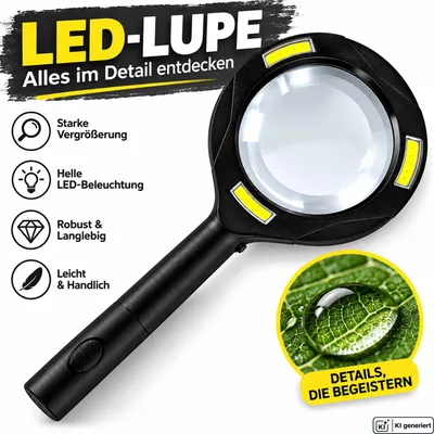 Produktbild von LED Lupe mit Licht Leselupe Vergrößerungsglas Beleuchtung Handlupe Groß 15 LEDs