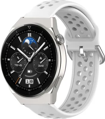 Produktbild von Strap-it Huawei Watch GT 3 Pro 46mm Silikonarmband mit Löchern (Weiß)