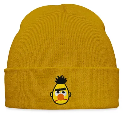Produktbild von Spreadshirt Sesamstraße Bert Als Stickmotiv Bestickte Wintermütze, One size, Senfgelb