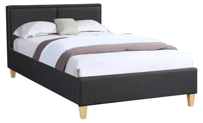 Produktbild von Polsterbett ANAIS Bettgestell Einzelbett 120x200 cm Designbett inklusive Lattenrost, Stoffbezug in schwarz