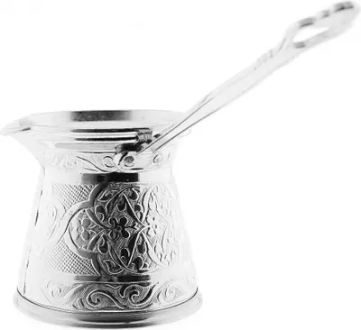 Produktbild von Traditionelle Kaffeebrühkanne Kaffeekanne Cezve Türkischer Kaffee für aromatischen Genuss Silber Klein