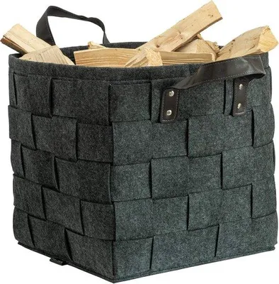 Produktbild von Famanu Aufbewahrungskorb mit Griffen - Dunkelgrau, für Holz und Wohnaccessoires