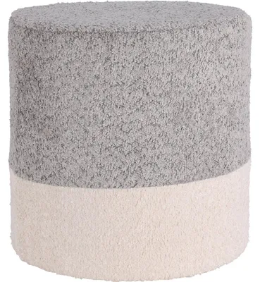 Immagine prodotto di Pouf imbottito rotondo in bouclé bicolore, 34 x 35 cm
