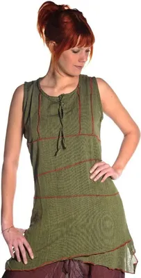 Zdjęcie produktu dla Etno tunika longshirt bluzka longtop z bawełny "Obliq", zielony S/M