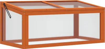 Image de Serre Outsunny en bois et polycarbonate 90 x 46 x 40 cm Serre avec couverture résistante aux intempéries pour jardin Serre pour plantes Orange