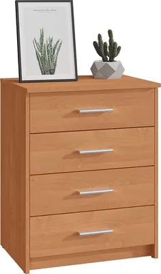 Produktbild von MATKAM Schubladen-Kommode Bodo 4S in moderner Optik, B60 x H75 x T35 cm, laminierte Möbelplatte, mit Rückwand, 4Schubfächer (Erle)